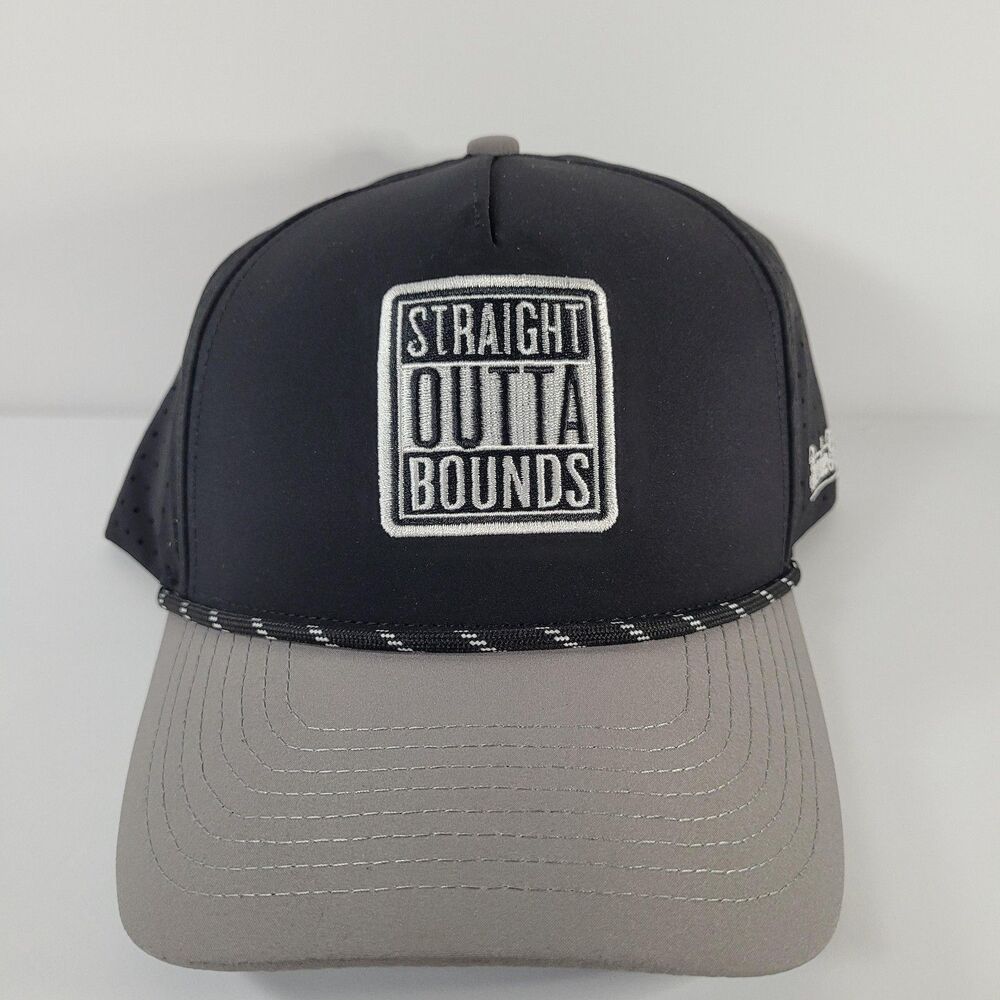 BirdieBoss Straight Outta Bounds Hat Cap Snap Back Mens One Size Black Gray Golf